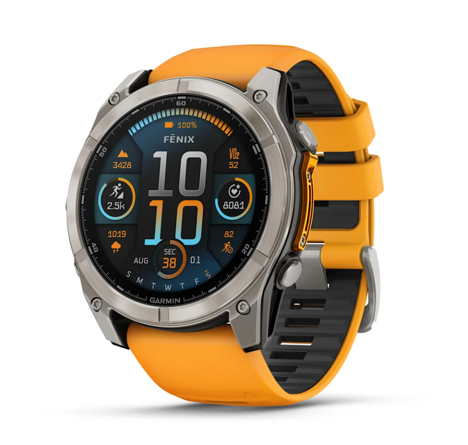 [010-02905-12] Garmin Fenix 8 Watch | 51mm | AMOLED Spark Orange/Graphite Band