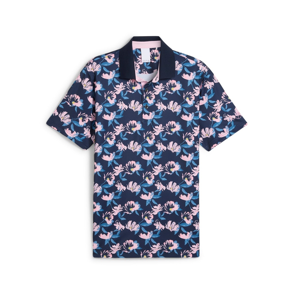 [63077102] Puma Men`s Golf Shirt | Spring Florals Polo | Deep Navy - Pale Pink (S)