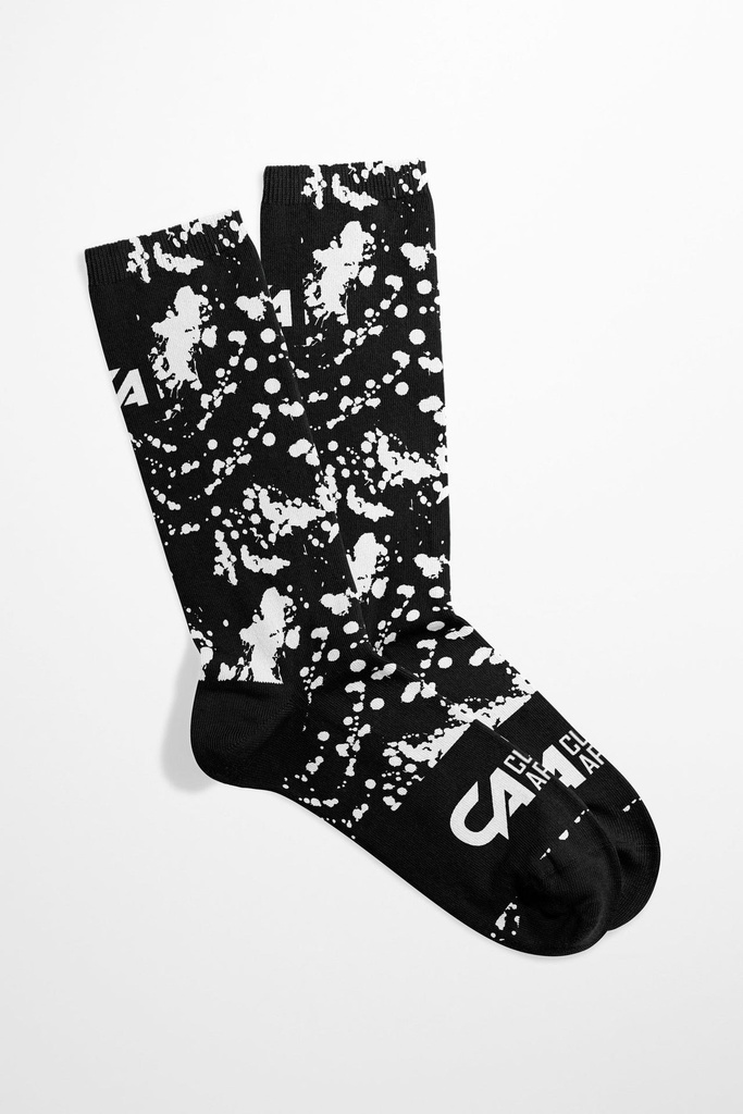 [59070586] Custom Apparel Funky Golf Socks | Pair (Black & White Paint Splatter)