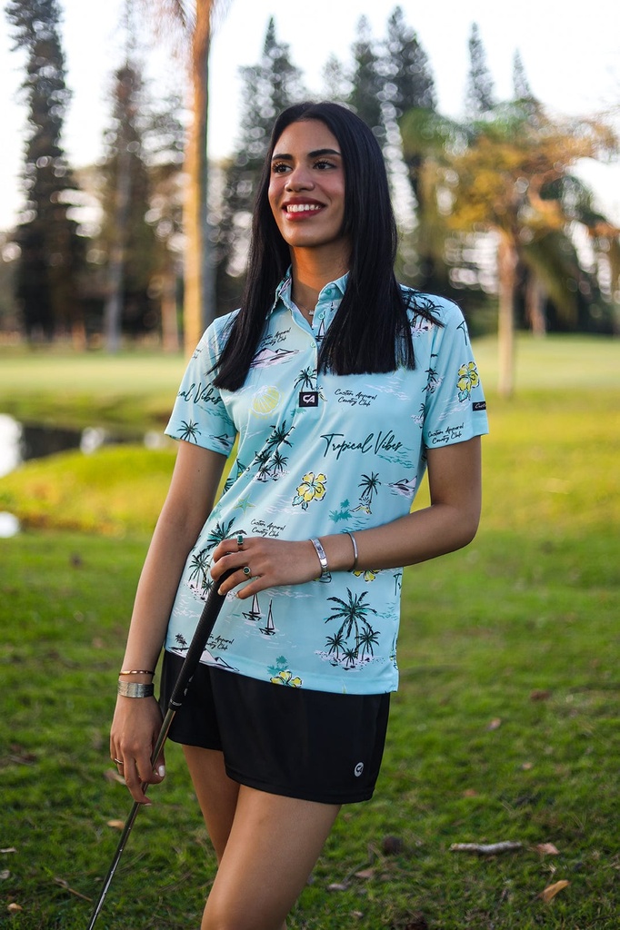 Custom Apparel Womens Golf Shirts | Funky | Tropical Vibes