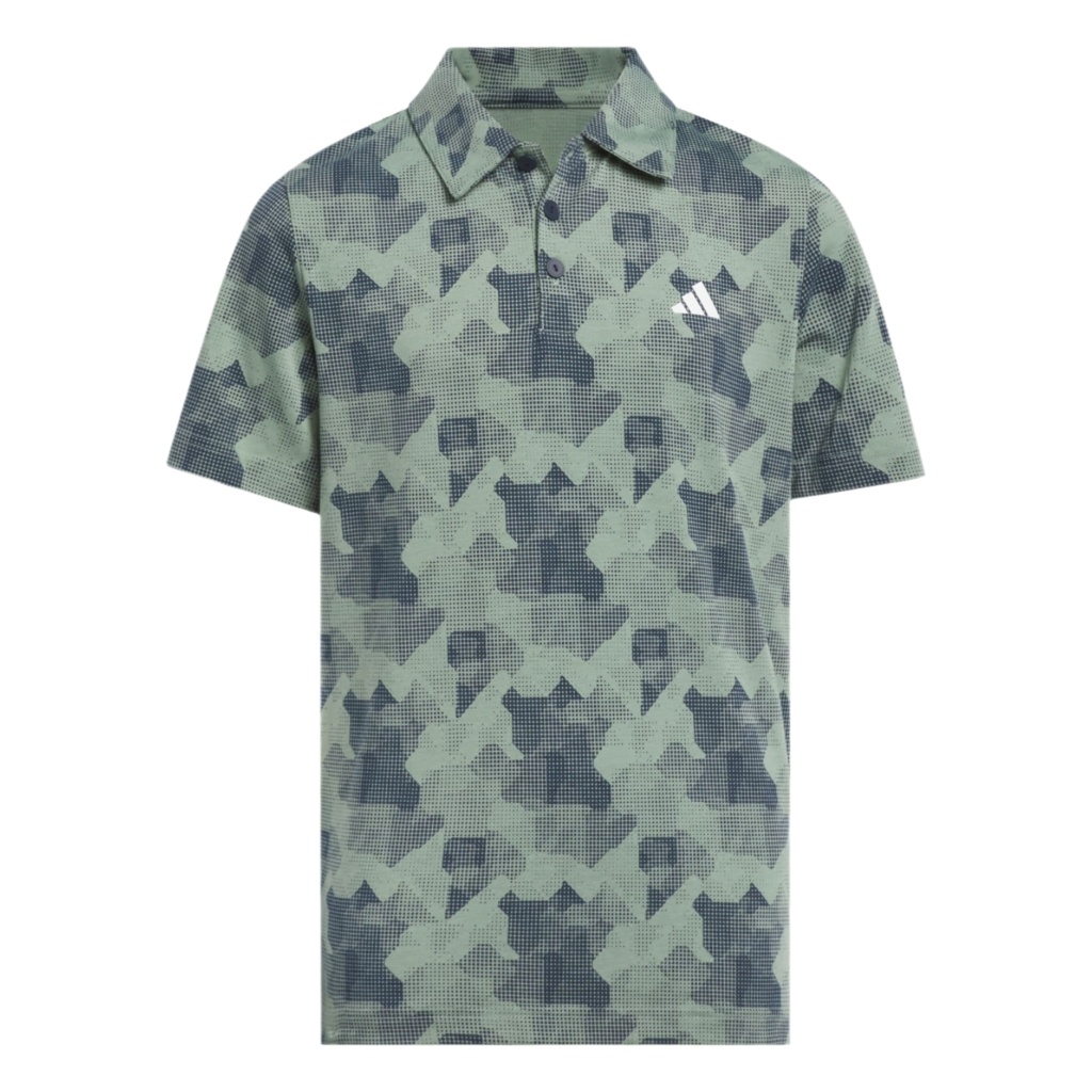 Adidas Junior Boys Golf Shirt | B Script Polo | Green-Navy