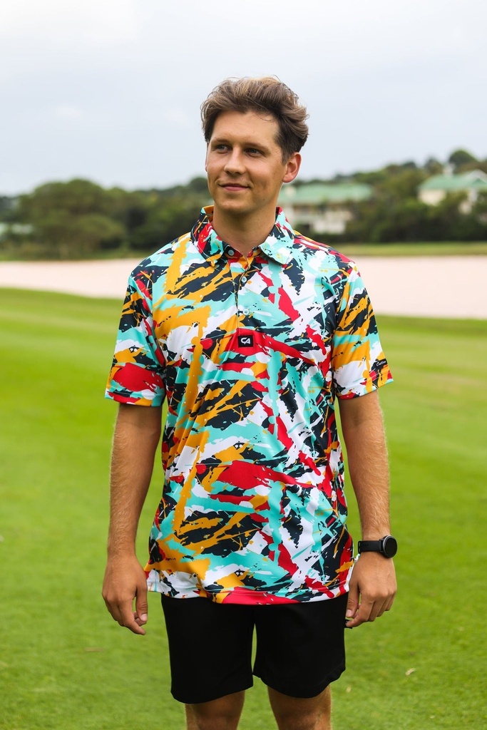 Custom Apparel Mens Funky Golf Shirt | Splashes and Smudges