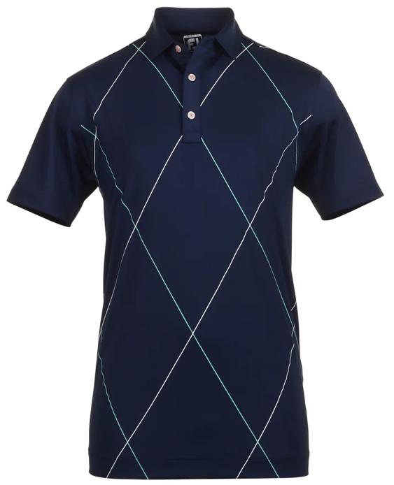 Footjoy Men`s Golf Shirt | EU Raker Print | Navy
