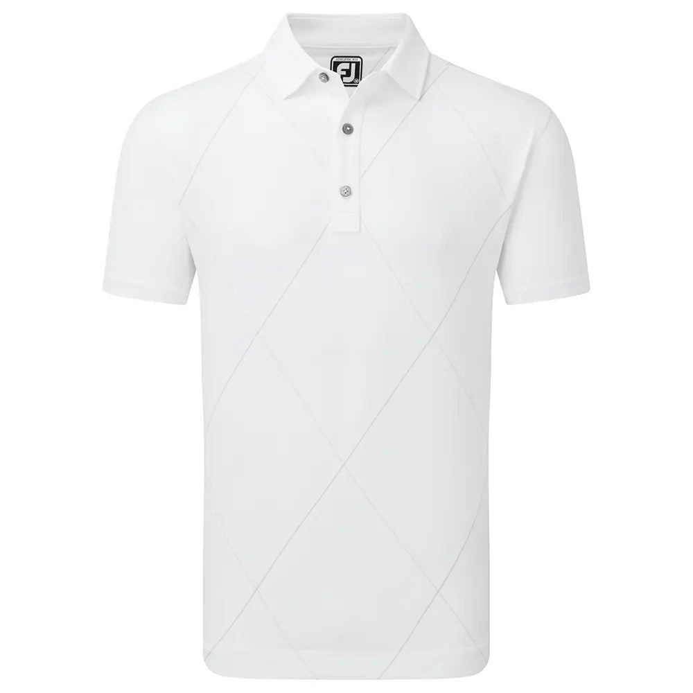 [81607XXL-1] Footjoy Mens Golf Shirt | EU Raker Print | White (S)
