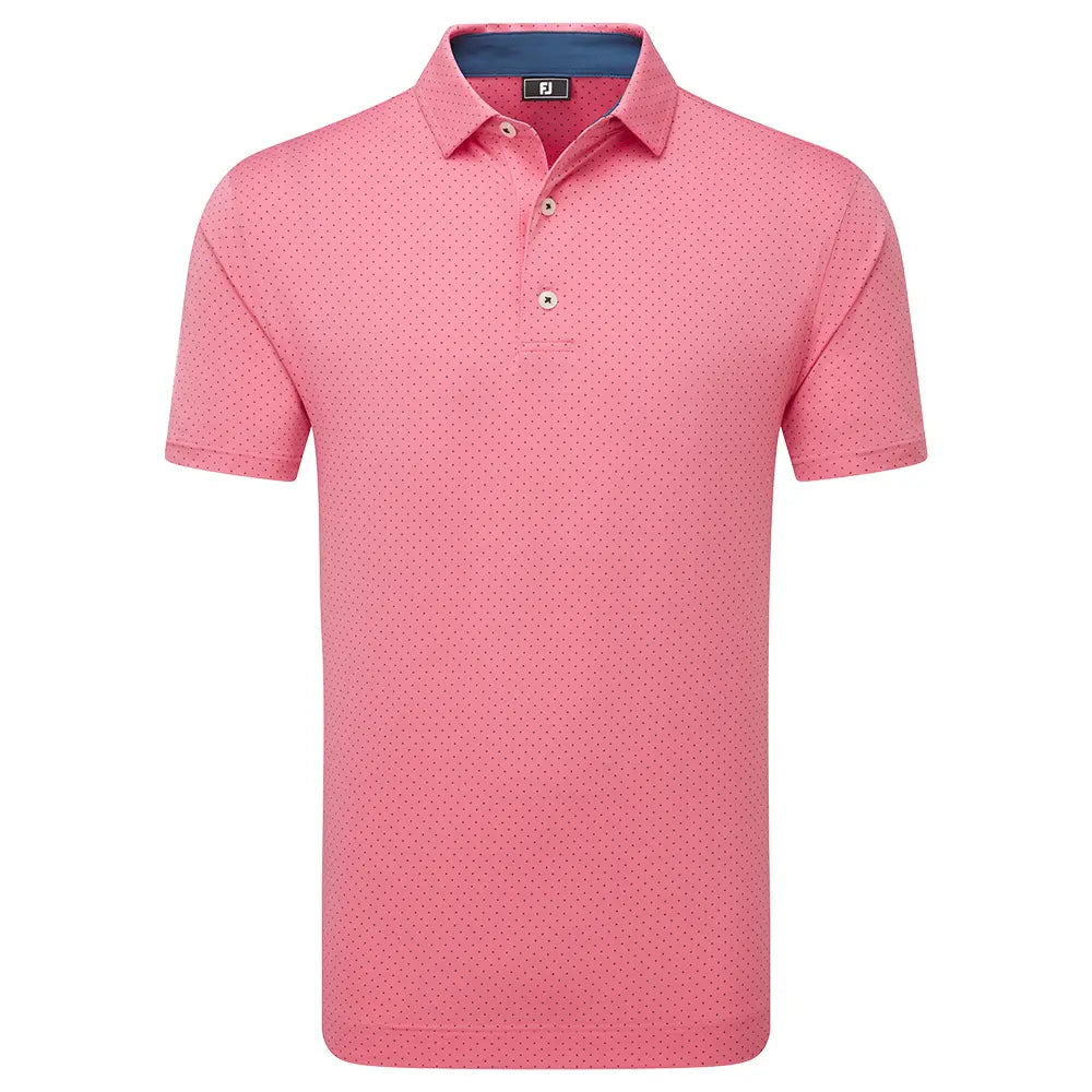 [34125S] Footjoy Mens Golf Shirt | EU Stretch Dot Printed LSL | Pink Lemon (S)