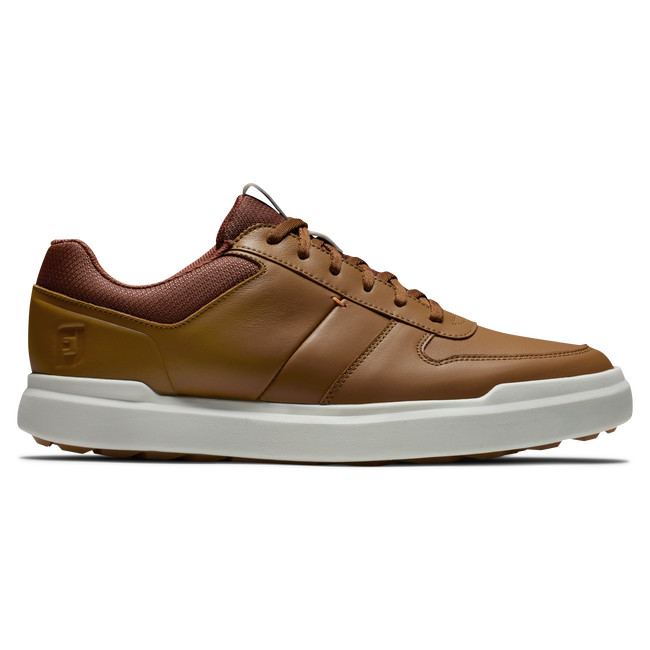 [54373070M] Footjoy Mens Golf Shoes | Contour Casual | Tan-White (UK7)